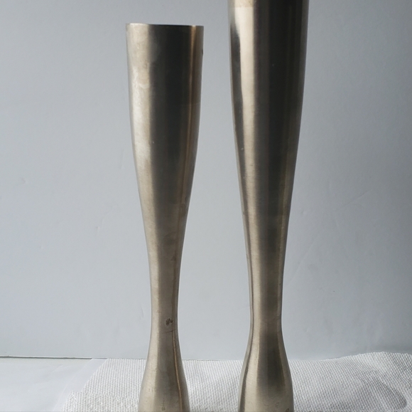 Vintage Pair Candle Holders, Tall Heavy Metal Taper Dinner Candle Holder. - Picture 3 of 7